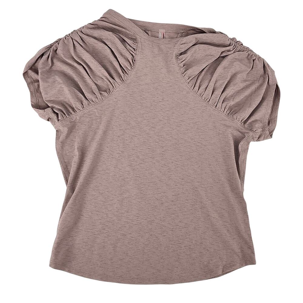 FP Movement Mauve Ruched Short Sleeve Active Top Womens Small Gym Workout